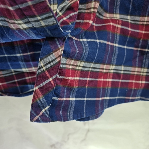 Kuhl Shirt Women Small Red Blue Button Up Plaid Long Sleeve Alina Flannel Collar - Picture 12 of 14